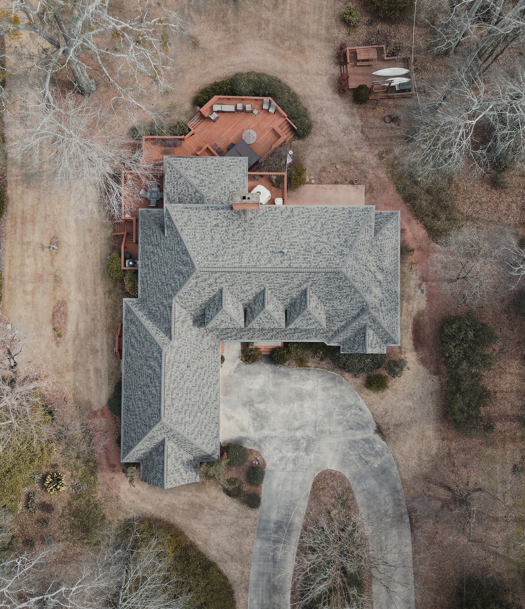 Aerial — finished shingle roof