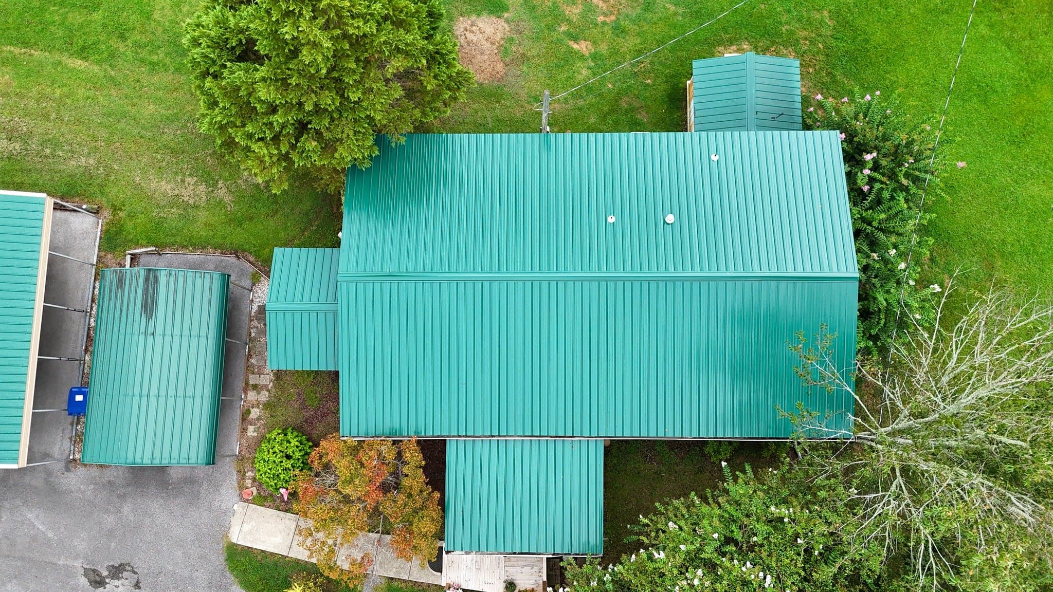 Standing seam — teal aerial