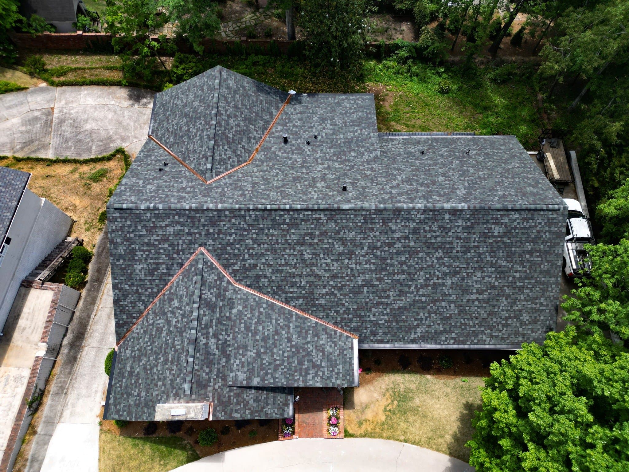 Architectural shingle, copper valleys