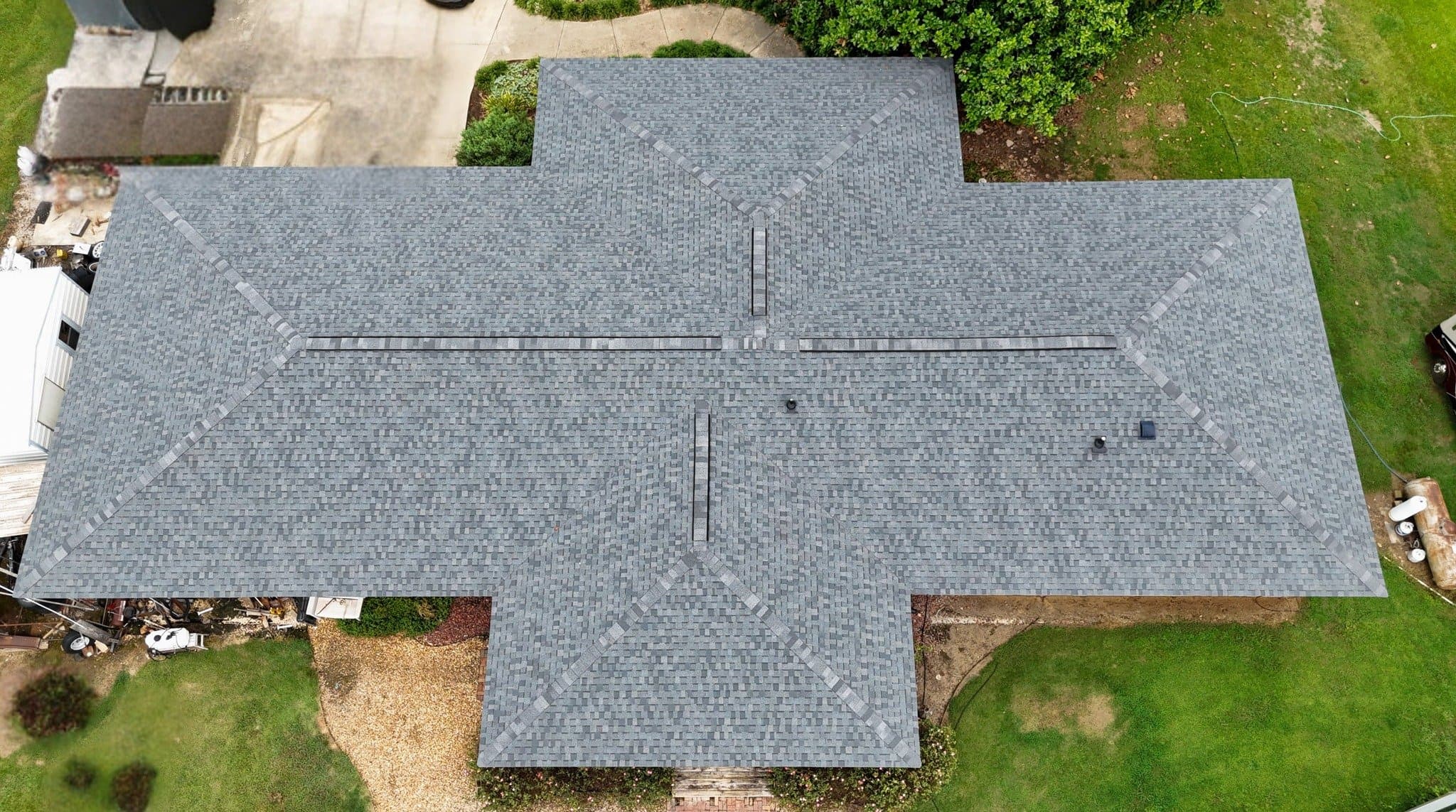 Aerial shingle roof
