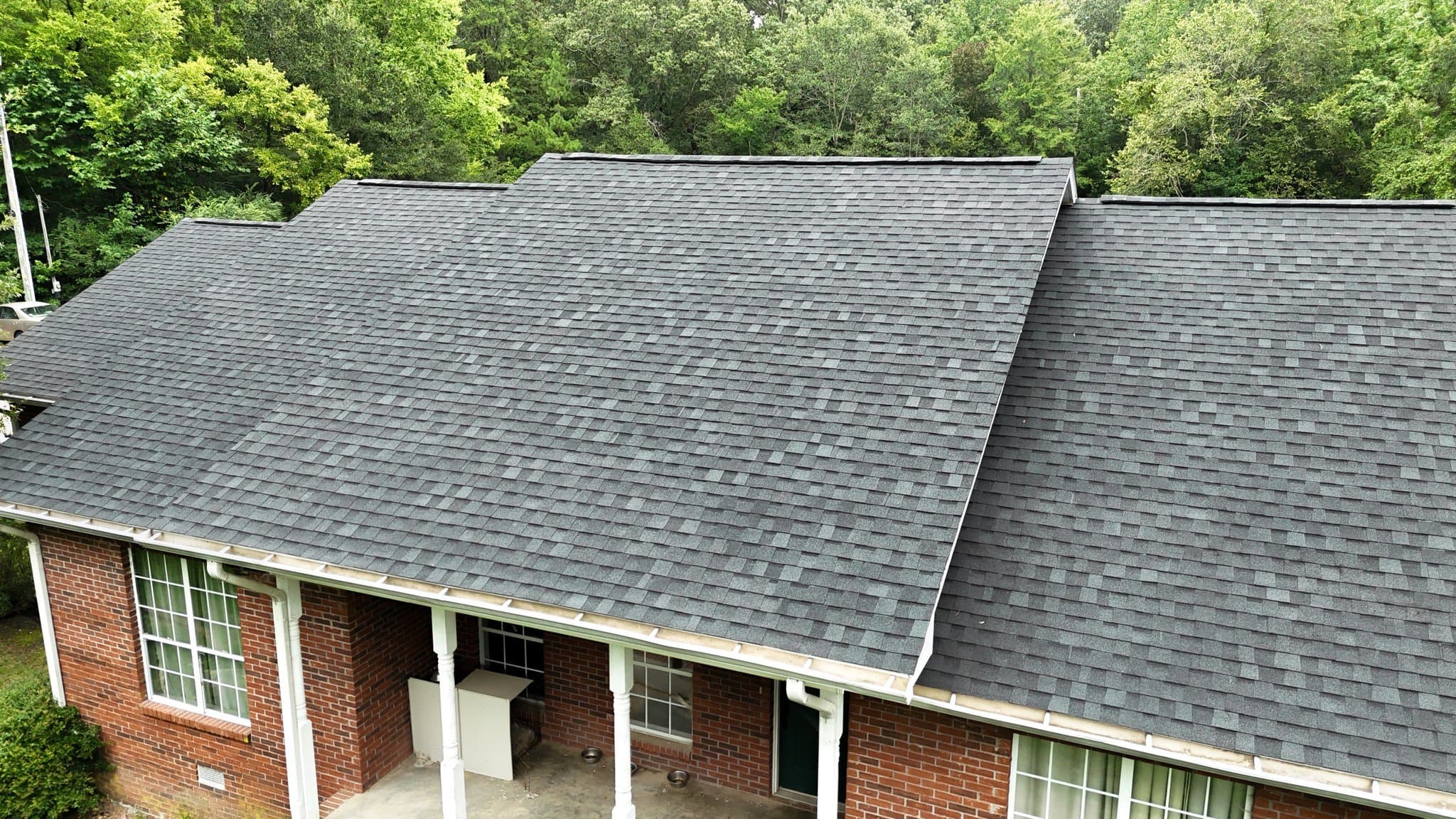 Aerial shingle roof — ridge line