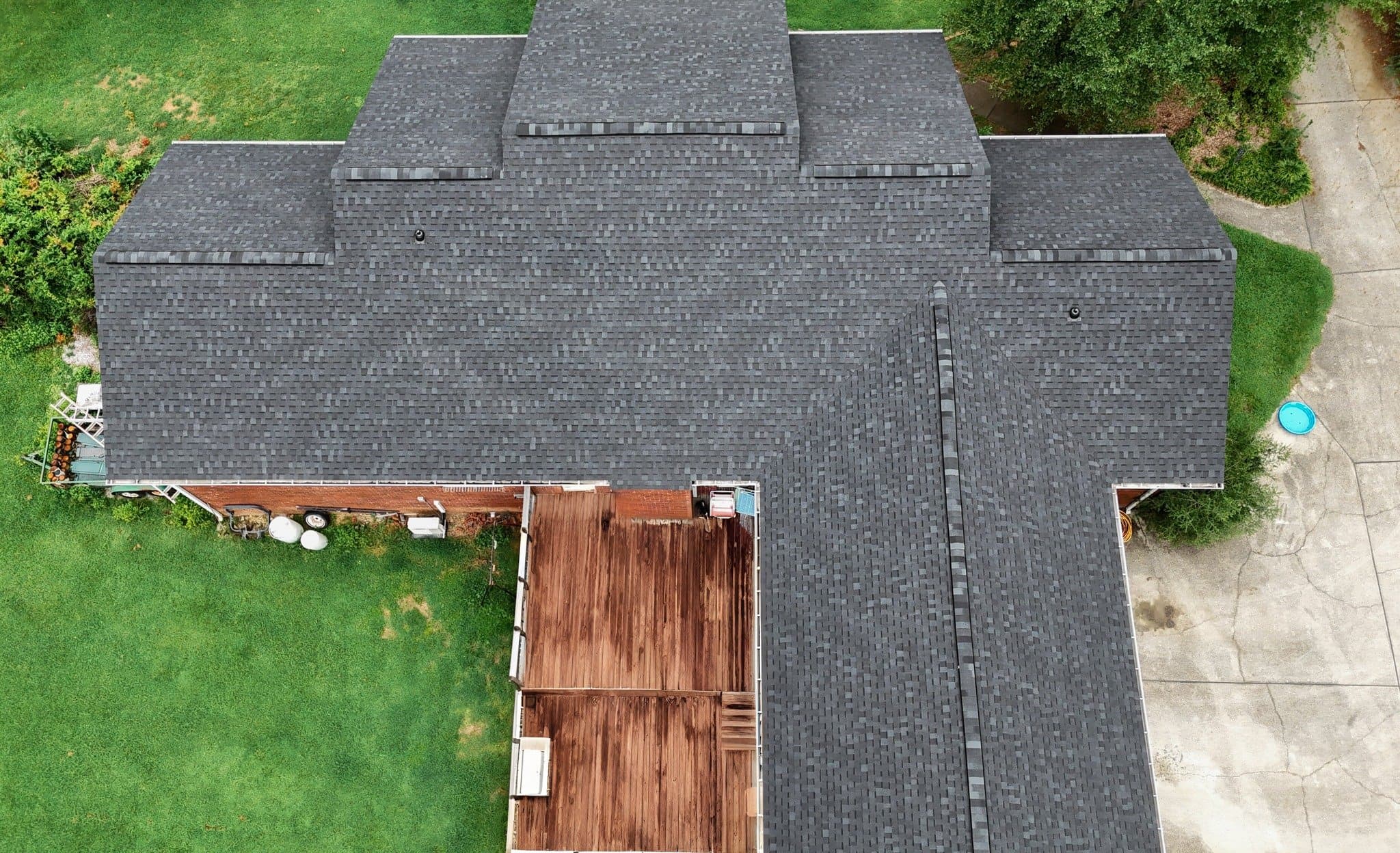 Aerial shingle roof — valley